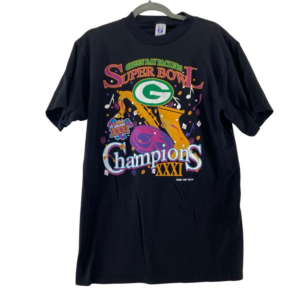 Vintage 1997 Green Bay Packers Super Bowl XXXI‎ Champions Tee Logo 7 Sz Large